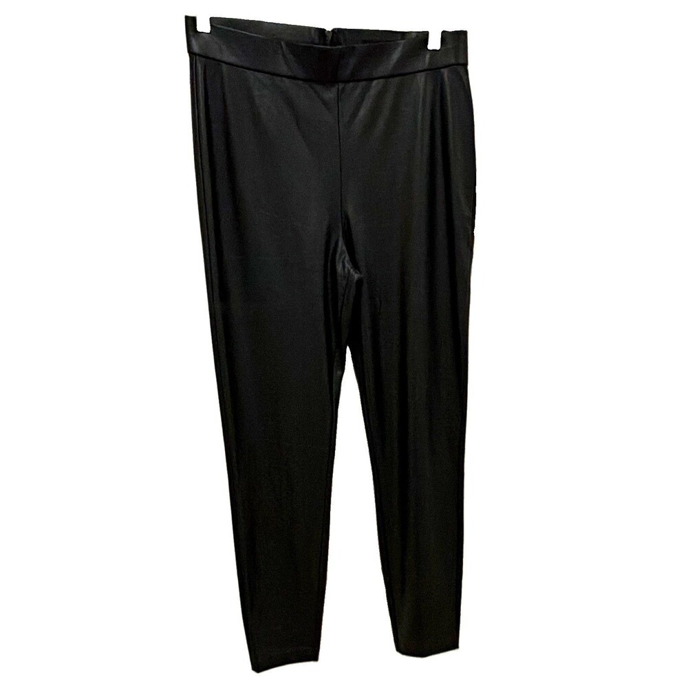 J.CREW Womens Black Faux Leather Polyurethane Tapered Pants M Zip Pockets 27"